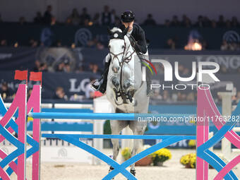 Kevin Jochems rides Camilla Van de Helle during the CSI5*-W Longines FEI Jumping World Cup 2024 Grand Prix presented by KASK at Pala Fimauto...