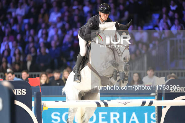 Kevin Jochems rides Camilla Van de Helle during the CSI5*-W Longines FEI Jumping World Cup 2024 Grand Prix presented by KASK at Pala Fimauto...