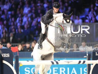 Kevin Jochems rides Camilla Van de Helle during the CSI5*-W Longines FEI Jumping World Cup 2024 Grand Prix presented by KASK at Pala Fimauto...