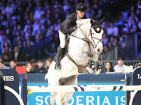 Kevin Jochems rides Camilla Van de Helle during the CSI5*-W Longines FEI Jumping World Cup 2024 Grand Prix presented by KASK at Pala Fimauto...