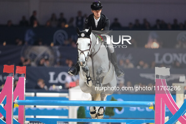 Kevin Jochems rides Camilla Van de Helle during the CSI5*-W Longines FEI Jumping World Cup 2024 Grand Prix presented by KASK at Pala Fimauto...