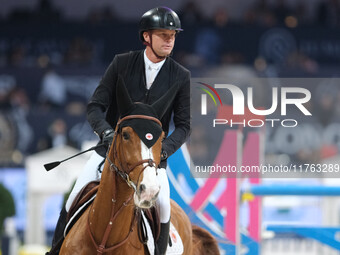 Jerome Guery rides Careca LS Elite during the CSI5*-W Longines FEI Jumping World Cup 2024 Grand Prix presented by KASK at Pala Fimauto in Ve...