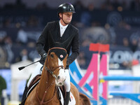 Jerome Guery rides Careca LS Elite during the CSI5*-W Longines FEI Jumping World Cup 2024 Grand Prix presented by KASK at Pala Fimauto in Ve...