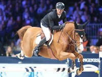 Jerome Guery rides Careca LS Elite during the CSI5*-W Longines FEI Jumping World Cup 2024 Grand Prix presented by KASK at Pala Fimauto in Ve...