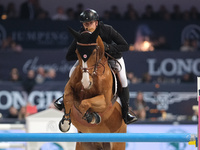 Jerome Guery rides Careca LS Elite during the CSI5*-W Longines FEI Jumping World Cup 2024 Grand Prix presented by KASK at Pala Fimauto in Ve...