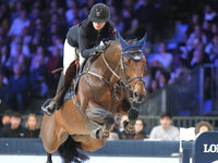 Jeanne Sadran rides Dexter de Kerglenn during the CSI5*-W Longines FEI Jumping World Cup 2024 Grand Prix presented by KASK at Pala Fimauto i...