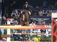 Ben Maher rides Point Break during the CSI5*-W Longines FEI Jumping World Cup 2024 Grand Prix presented by KASK, at Pala Fimauto in Verona,...