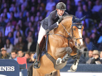 Ben Maher rides Point Break during the CSI5*-W Longines FEI Jumping World Cup 2024 Grand Prix presented by KASK, at Pala Fimauto in Verona,...