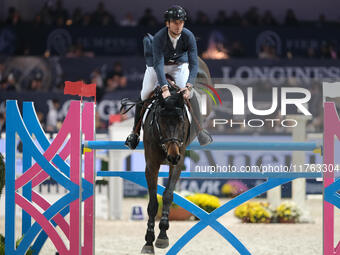 Steve Guerdat rides Venard de Cerisy during the CSI5*-W Longines FEI Jumping World Cup 2024 Grand Prix presented by KASK, at Pala Fimauto in...