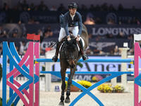 Steve Guerdat rides Venard de Cerisy during the CSI5*-W Longines FEI Jumping World Cup 2024 Grand Prix presented by KASK, at Pala Fimauto in...