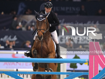 Paolo Paini rides Casal Dorato during the CSI5*-W Longines FEI Jumping World Cup 2024 Grand Prix presented by KASK at Pala Fimauto in Verona...