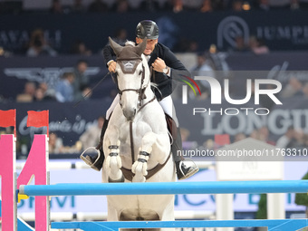 Philippe Rozier rides Dirty Sweet during the CSI5*-W Longines FEI Jumping World Cup 2024 Grand Prix presented by KASK at Pala Fimauto in Ver...