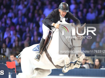 Philippe Rozier rides Dirty Sweet during the CSI5*-W Longines FEI Jumping World Cup 2024 Grand Prix presented by KASK at Pala Fimauto in Ver...