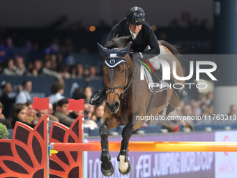 Paolo Paini rides Casal Dorato during the CSI5*-W Longines FEI Jumping World Cup 2024 Grand Prix presented by KASK at Pala Fimauto in Verona...