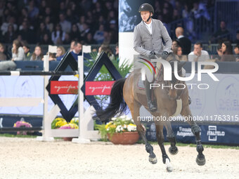 Andreas Schou rides Napoli vh Nederassenthof during the CSI5*-W Longines FEI Jumping World Cup 2024 Grand Prix presented by KASK at Pala Fim...