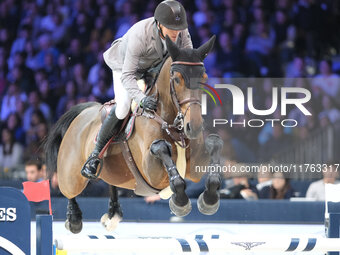 Andreas Schou rides Napoli vh Nederassenthof during the CSI5*-W Longines FEI Jumping World Cup 2024 Grand Prix presented by KASK at Pala Fim...