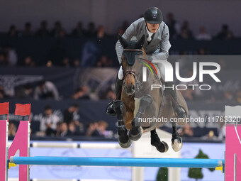 Andreas Schou rides Napoli vh Nederassenthof during the CSI5*-W Longines FEI Jumping World Cup 2024 Grand Prix presented by KASK at Pala Fim...