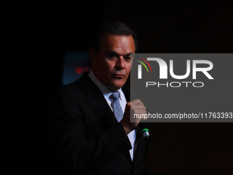 Fernando de la Mora, a Mexican tenor, speaks during the First World Mariachi Congress at the Teatro Esperanza Iris in Mexico City, Mexico, o...