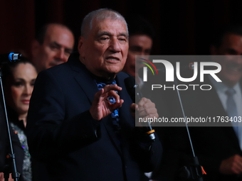 Martin Urieta, a Mexican singer-songwriter, speaks during the First World Mariachi Congress at the Teatro Esperanza Iris in Mexico City, Mex...