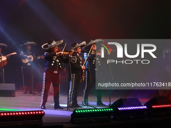 Members of Mariachi Vargas de Tecalitlan participate in the First World Mariachi Congress at the Teatro Esperanza Iris in Mexico City, Mexic...