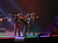 Members of Mariachi Vargas de Tecalitlan participate in the First World Mariachi Congress at the Teatro Esperanza Iris in Mexico City, Mexic...