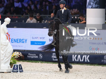 Lorenzo de Luca rides Curcuma Il Palazzetto during the CSI5*-W Longines FEI Jumping World Cup 2024 Grand Prix presented by KASK at Pala Fima...