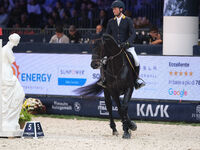 Lorenzo de Luca rides Curcuma Il Palazzetto during the CSI5*-W Longines FEI Jumping World Cup 2024 Grand Prix presented by KASK at Pala Fima...