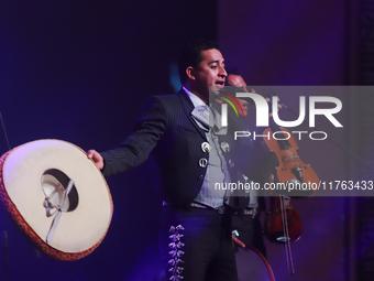 Members of Mariachi de America de Jesus Ramirez Hijar participate in the First World Mariachi Congress at the Teatro Esperanza Iris in Mexic...