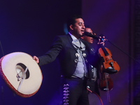 Members of Mariachi de America de Jesus Ramirez Hijar participate in the First World Mariachi Congress at the Teatro Esperanza Iris in Mexic...