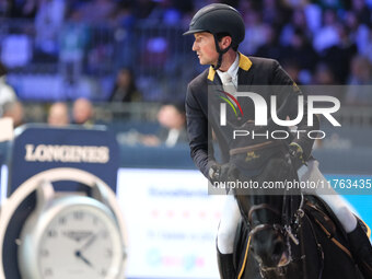 Lorenzo de Luca rides Curcuma Il Palazzetto during the CSI5*-W Longines FEI Jumping World Cup 2024 Grand Prix presented by KASK at Pala Fima...