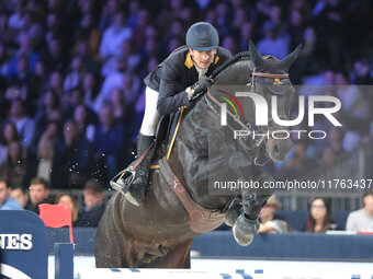 Lorenzo de Luca rides Curcuma Il Palazzetto during the CSI5*-W Longines FEI Jumping World Cup 2024 Grand Prix presented by KASK at Pala Fima...