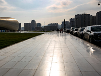 Heydar Aliyev Centre and reflective pavement is seen in Baku, the capital of Azerbaijan on November 10, 2024. (