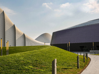 Heydar Aliyev Centre and Bacu Convention Centre are seen in Baku, the capital of Azerbaijan on November 10, 2024. (