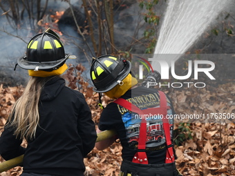 A wildfire impacts several forests in the area on Sunday morning in New York State as it is announced that a New York State parks employee w...