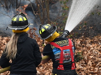 A wildfire impacts several forests in the area on Sunday morning in New York State as it is announced that a New York State parks employee w...