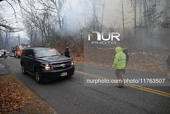 A wildfire impacts several forests in the area on Sunday morning in New York State as it is announced that a New York State parks employee w...