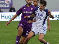 Yacine Adli of ACF Fiorentina and Domagoj Bradaric of Hellas Verona FC ,battle for the ball during the Italian Serie A football match betwee...