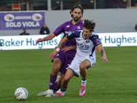 Yacine Adli of ACF Fiorentina and Domagoj Bradaric of Hellas Verona FC ,battle for the ball during the Italian Serie A football match betwee...