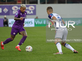 Domilson Cordeiro Dos Santos Dodo of ACF Fiorentina and Darko Lazovic of Hellas Verona FC ,battle for the ball during the Italian Serie A fo...