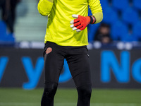 Paulo Gazzaniga of Girona FC warms up during the La Liga EA Sports 2024/25 football match between Getafe CF and Girona FC at Estadio Coliseu...