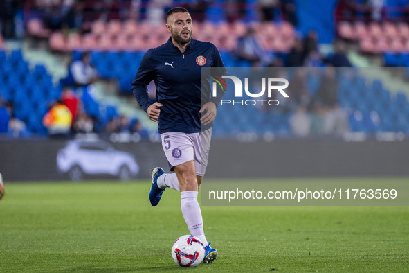 David Lopez of Girona FC warms up during the La Liga EA Sports 2024/25 football match between Getafe CF and Girona FC at Estadio Coliseum in...