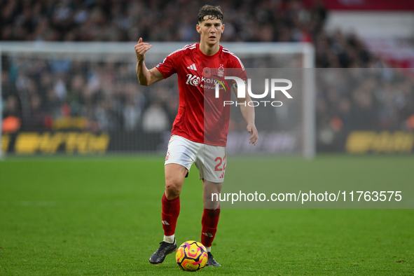 Ryan Yates of Nottingham Forest gestures during the Premier League match between Nottingham Forest and Newcastle United at the City Ground i...