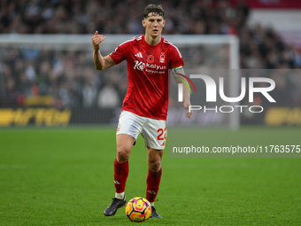 Ryan Yates of Nottingham Forest gestures during the Premier League match between Nottingham Forest and Newcastle United at the City Ground i...