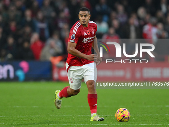 Murillo of Nottingham Forest looks for options during the Premier League match between Nottingham Forest and Newcastle United at the City Gr...