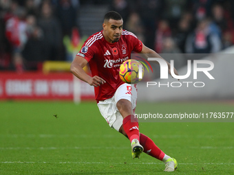 Murillo of Nottingham Forest crosses the ball during the Premier League match between Nottingham Forest and Newcastle United at the City Gro...