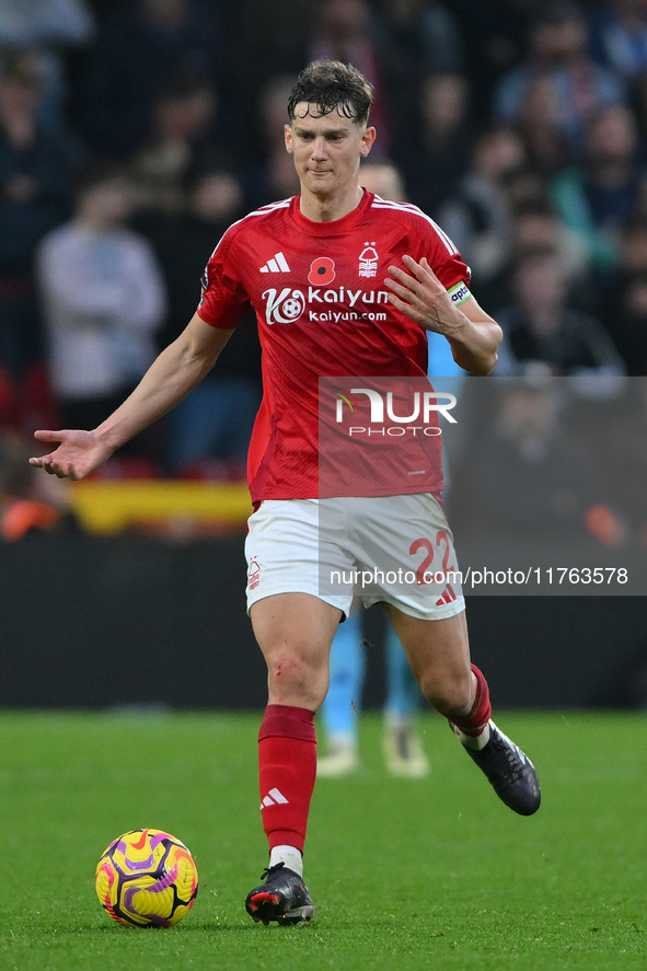 Ryan Yates of Nottingham Forest plays during the Premier League match between Nottingham Forest and Newcastle United at the City Ground in N...