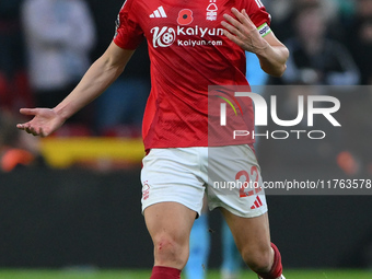 Ryan Yates of Nottingham Forest plays during the Premier League match between Nottingham Forest and Newcastle United at the City Ground in N...