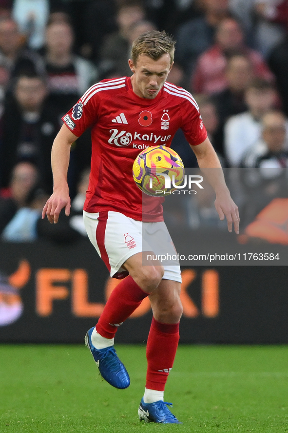 James Ward-Prowse of Nottingham Forest plays during the Premier League match between Nottingham Forest and Newcastle United at the City Grou...