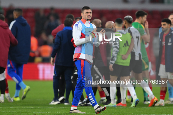 Morato of Nottingham Forest looks dejected after a defeat during the Premier League match between Nottingham Forest and Newcastle United at...