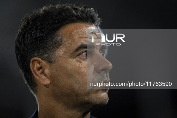 Miguel Angel Sanchez (Michel), head coach of Girona FC, is seen during the La Liga EA Sports 2024/25 football match between Getafe CF and Gi...